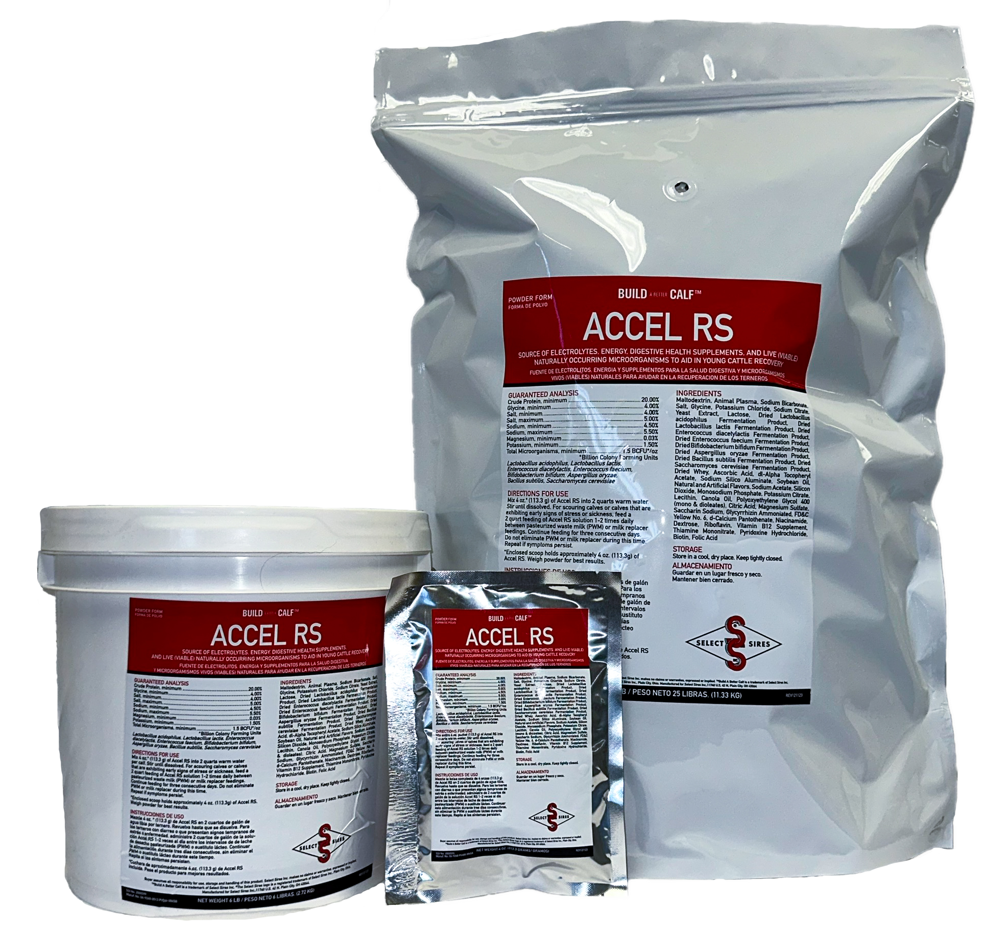 various sized packages of accel rs
