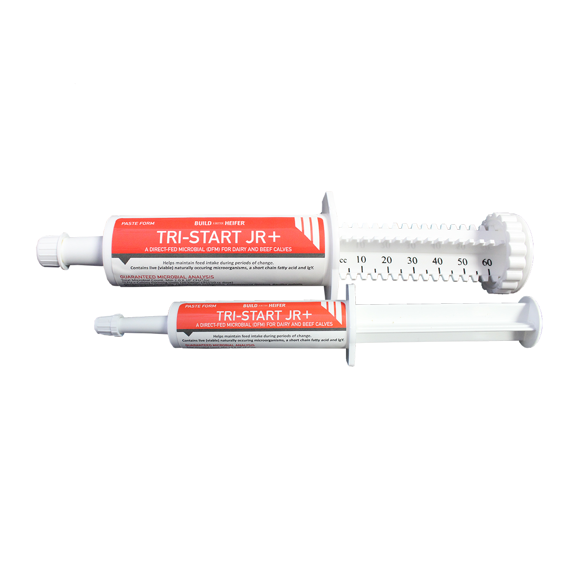 a multi dose tube and a single dose tube of tri start Jr.+ paste